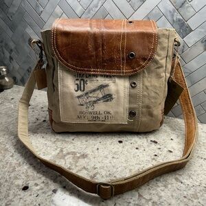 Oklahoma, Clea Ray NWT Recycled Military Tent Canvas & Leather Crossbody